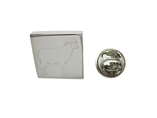 Silver Toned Etched Sheep Lapel Pin