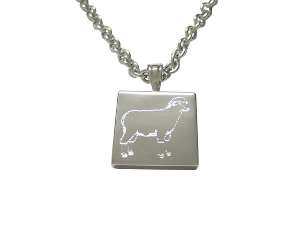Silver Toned Etched Sheep Necklace