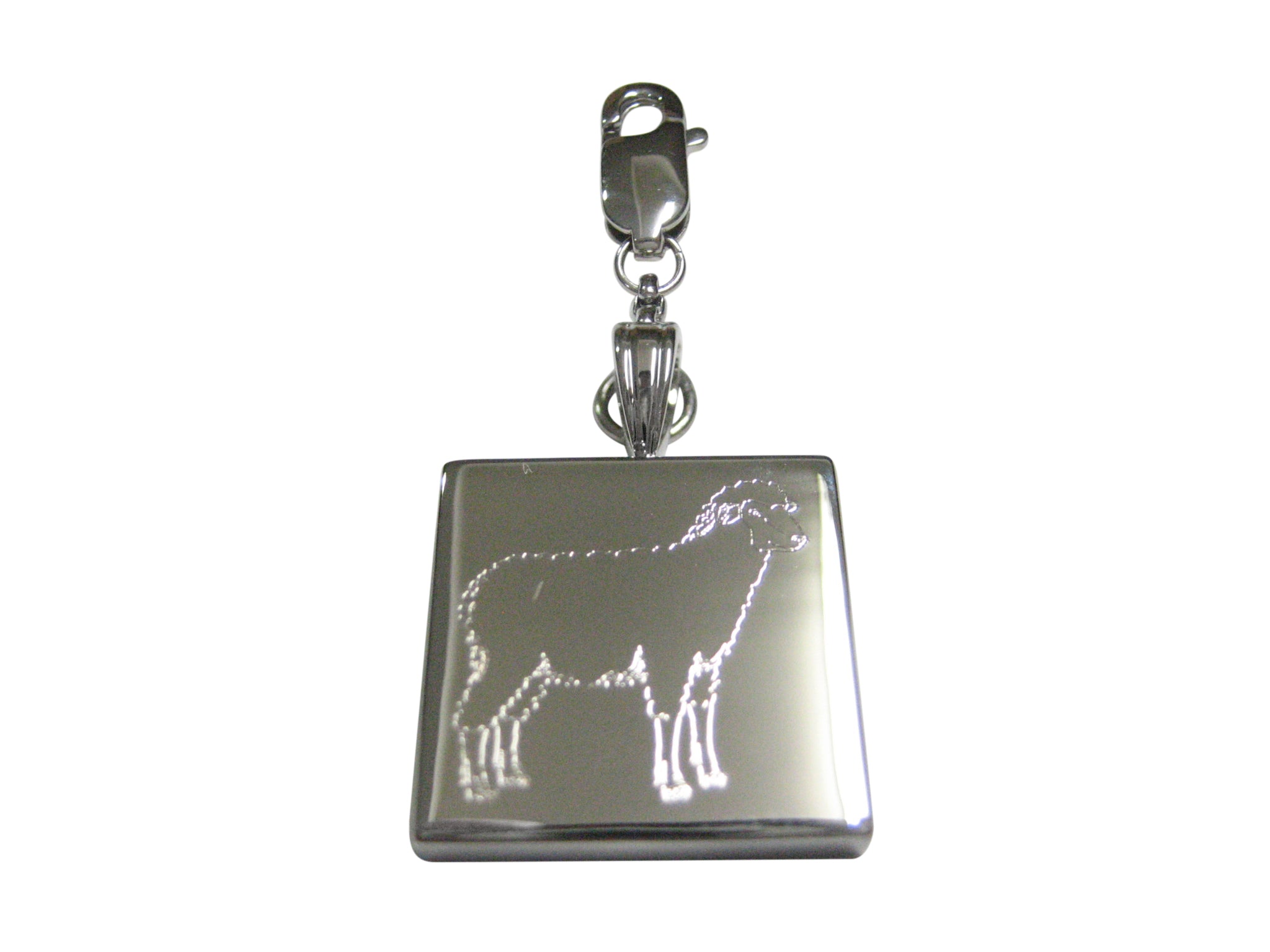 Silver Toned Etched Sheep Pendant Zipper Pull Charm
