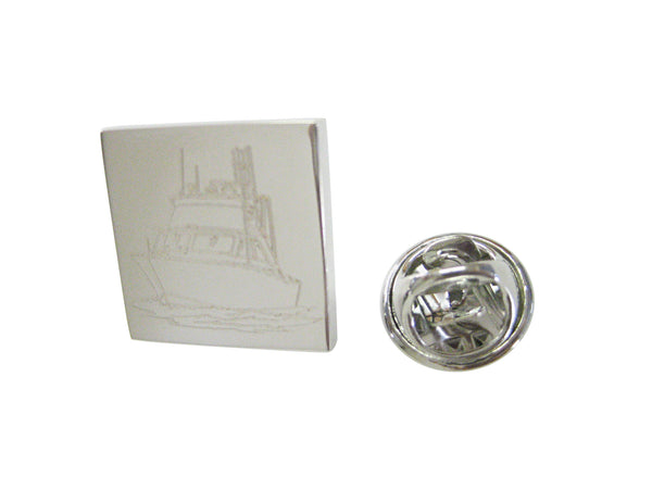 Silver Toned Etched Ship Lapel Pin