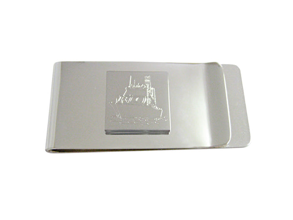 Silver Toned Etched Ship Money Clip