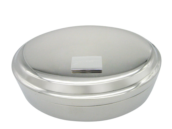 Silver Toned Etched Shotgun Pendant Oval Trinket Jewelry Box