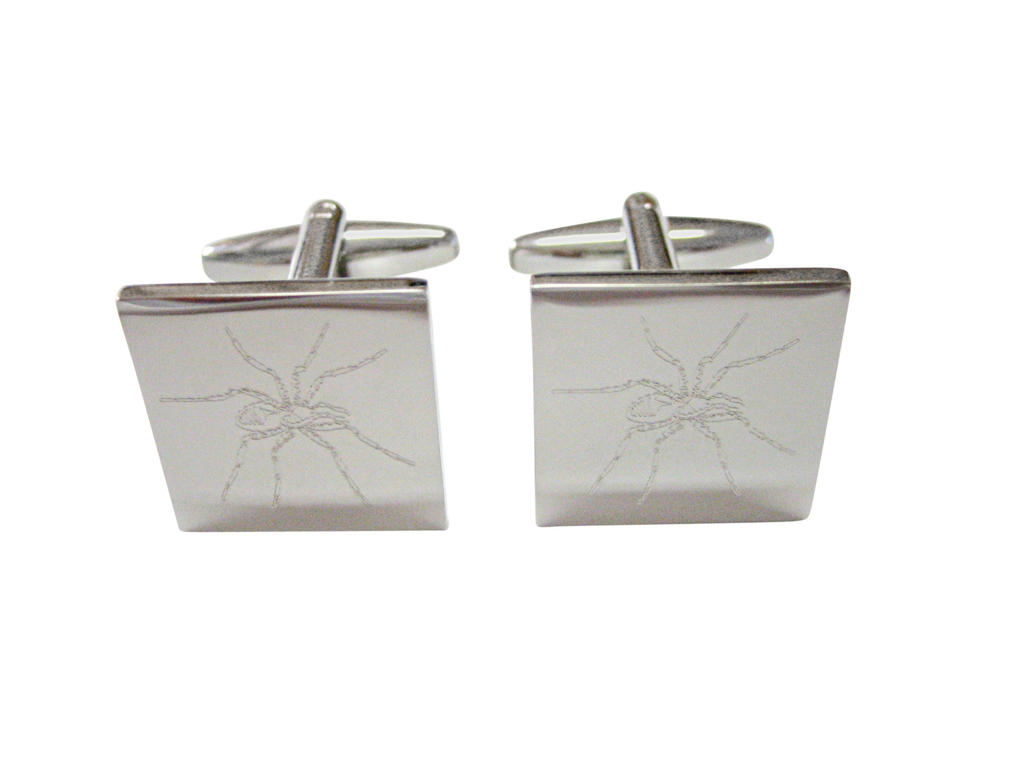 Silver Toned Etched Side Facing Spider Cufflinks