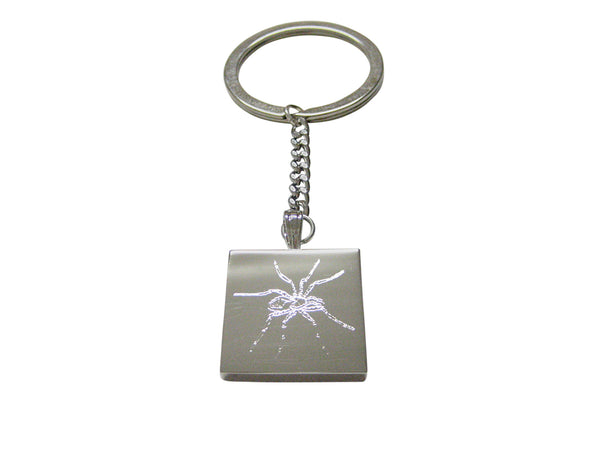 Silver Toned Etched Side Facing Spider Keychain