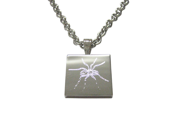 Silver Toned Etched Side Facing Spider Necklace
