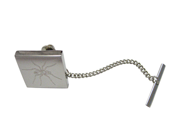 Silver Toned Etched Side Facing Spider Tie Tack