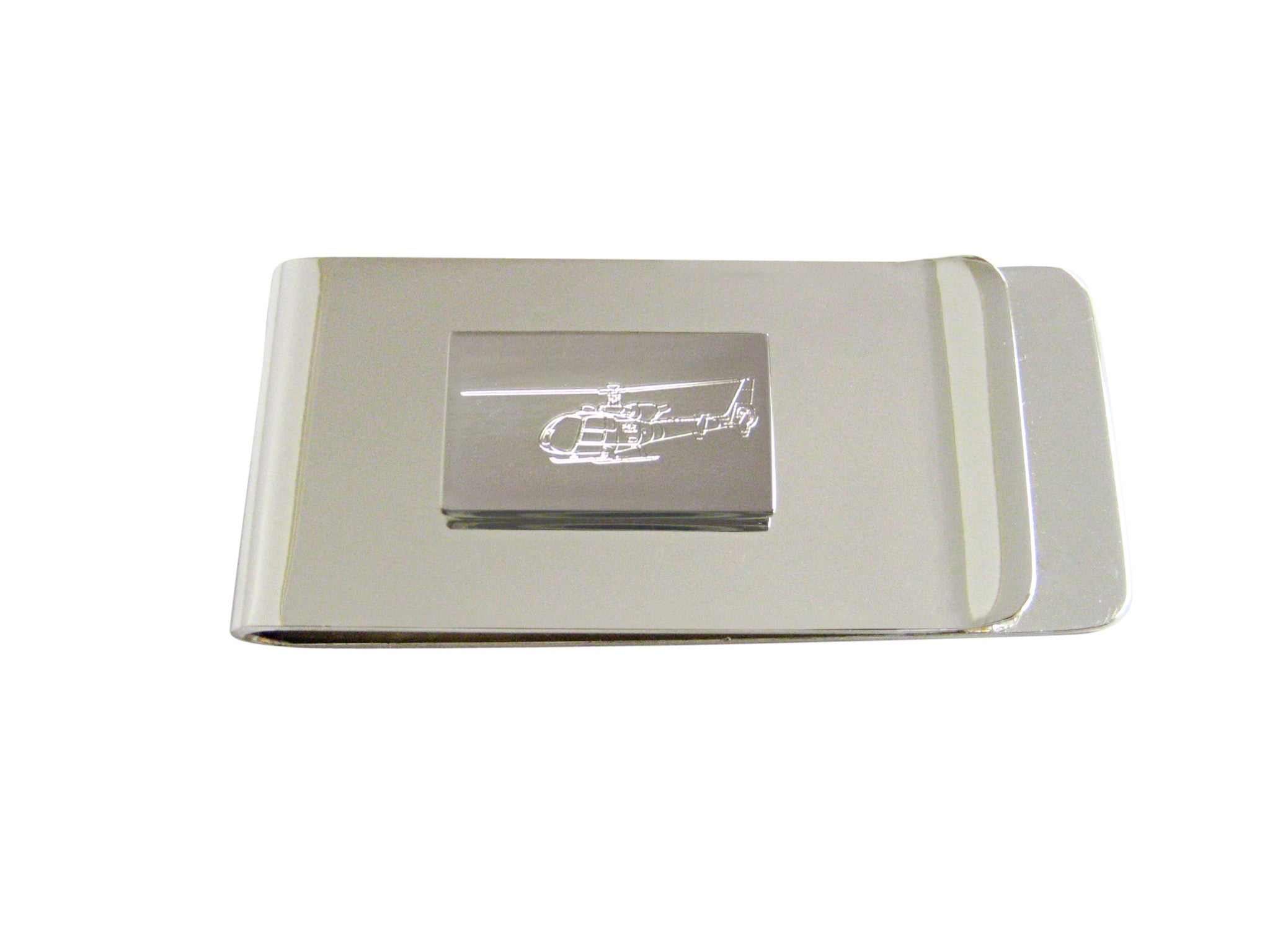 Silver Toned Etched Simple Helicopter Money Clip