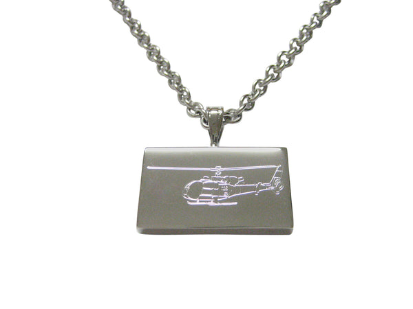 Silver Toned Etched Simple Helicopter Pendant Necklace