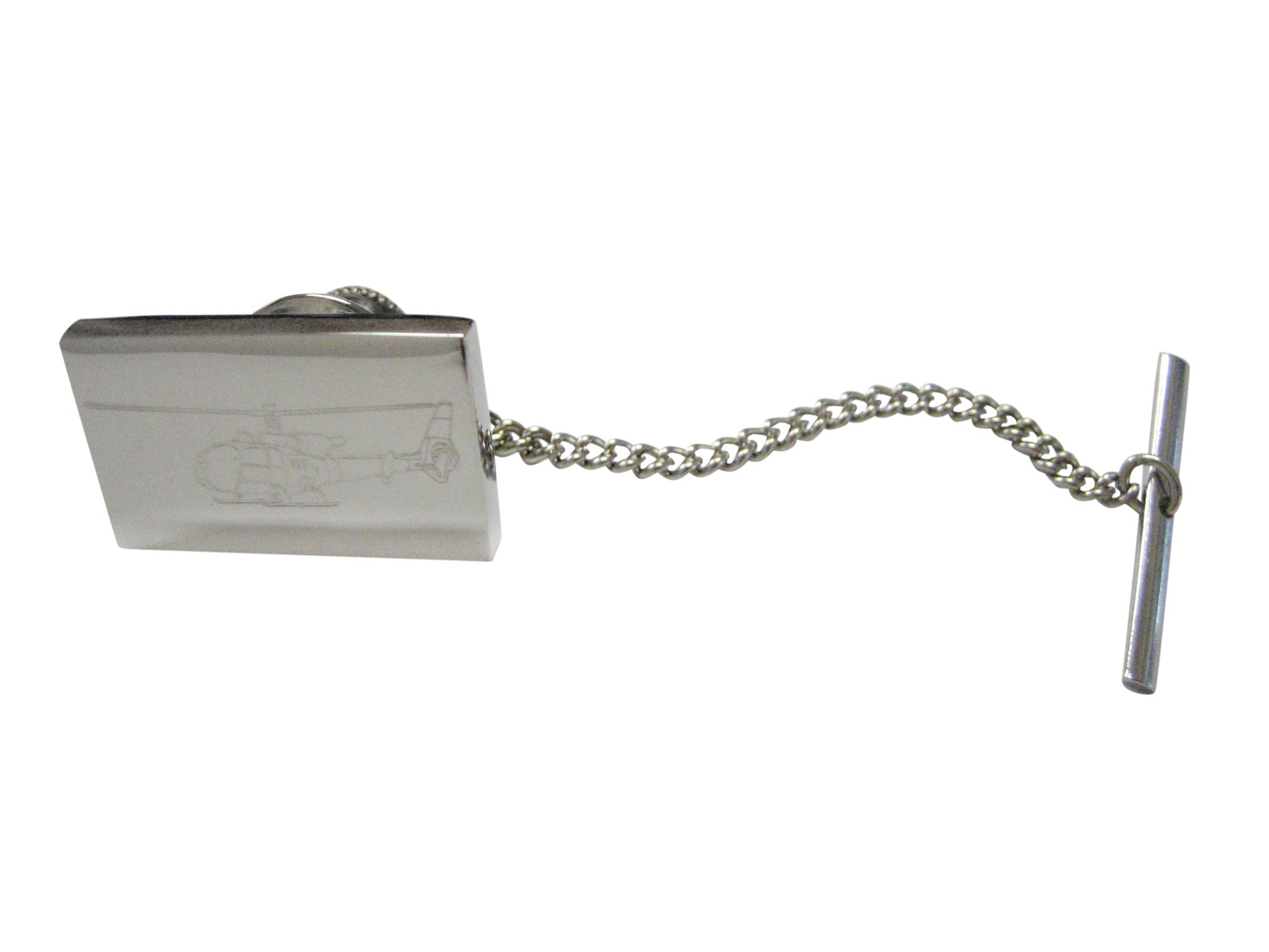 Silver Toned Etched Simple Helicopter Tie Tack