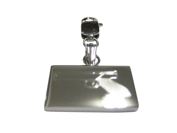Silver Toned Etched Simple Modern Handgun Pendant Zipper Pull Charm