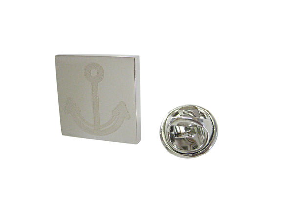 Silver Toned Etched Simple Nautical Anchor Lapel Pin