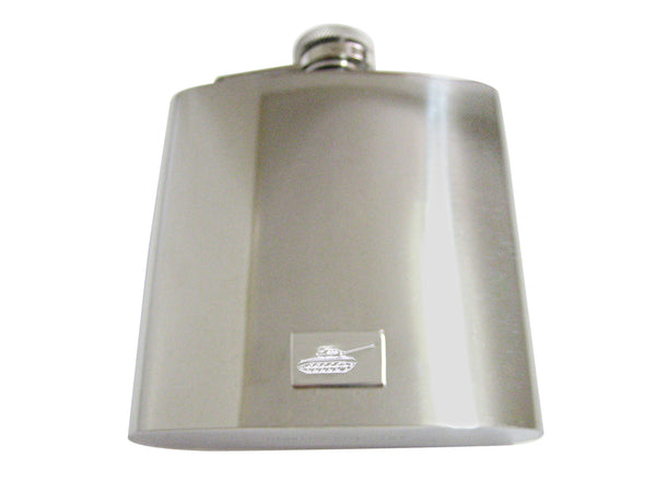 Silver Toned Etched Simple Tank 6 Oz. Stainless Steel Flask