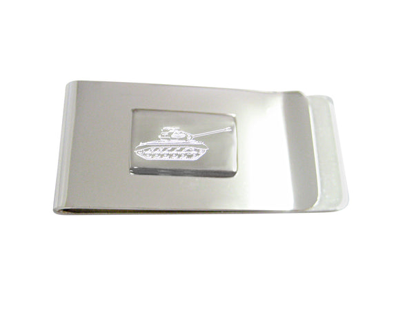 Silver Toned Etched Simple Tank Money Clip