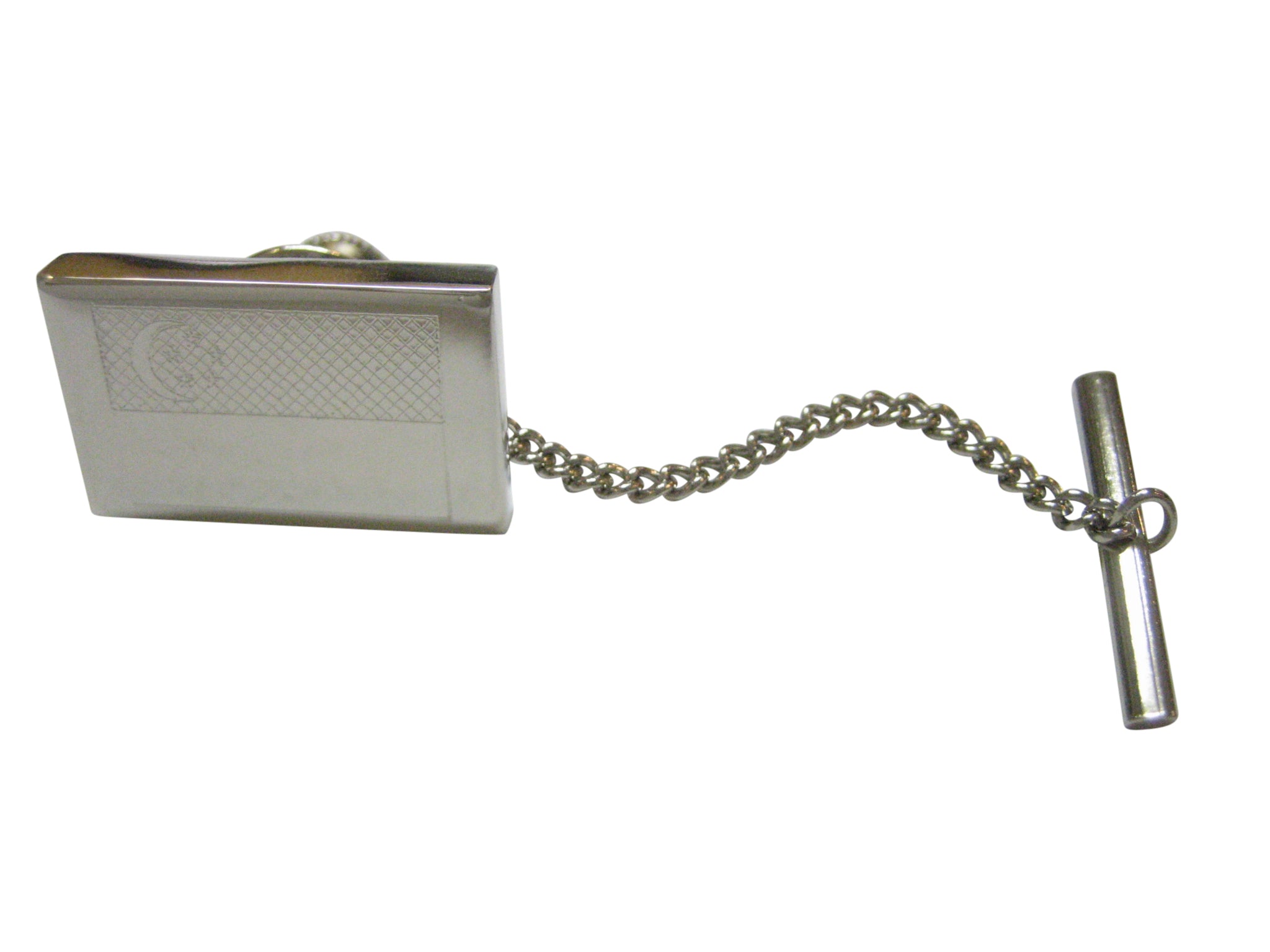 Silver Toned Etched Singapore Flag Tie Tack