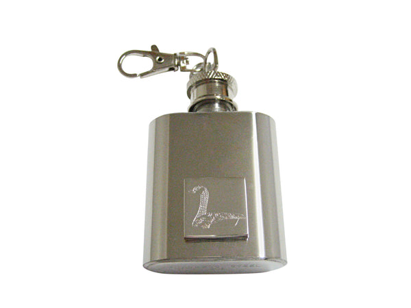Silver Toned Etched Sitting Goose Bird 1 Oz. Stainless Steel Key Chain Flask