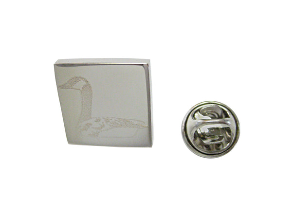 Silver Toned Etched Sitting Goose Bird Lapel Pin