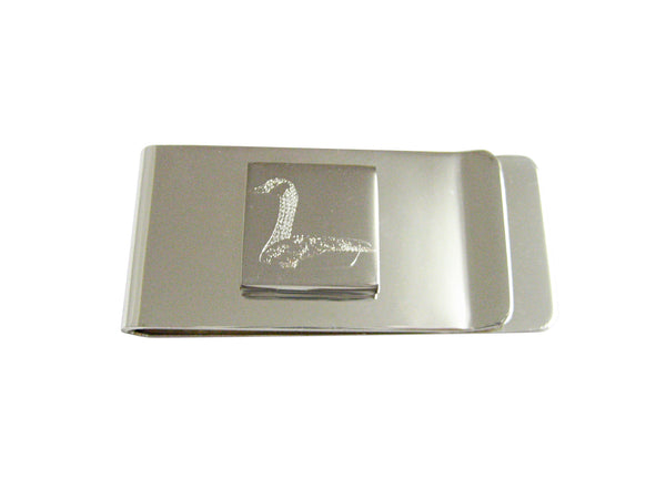 Silver Toned Etched Sitting Goose Bird Money Clip