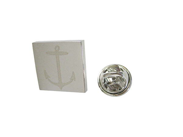 Silver Toned Etched Skinny Nautical Anchor Lapel Pin