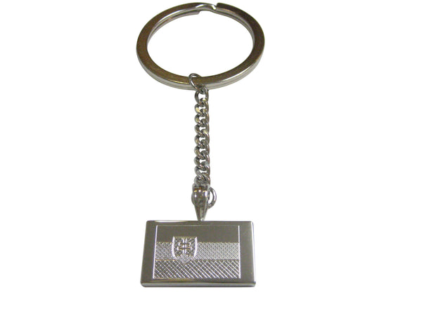 Silver Toned Etched Slovakia Flag Pendant Keychain