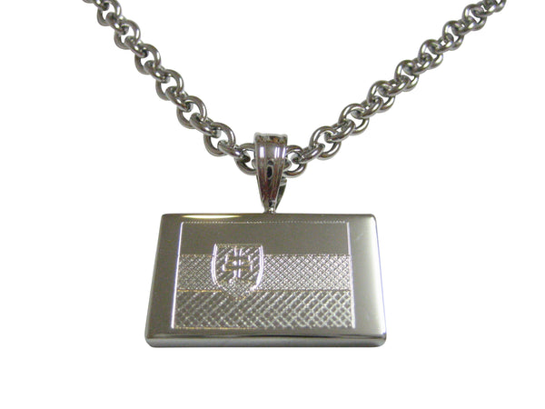 Silver Toned Etched Slovakia Flag Pendant Necklace