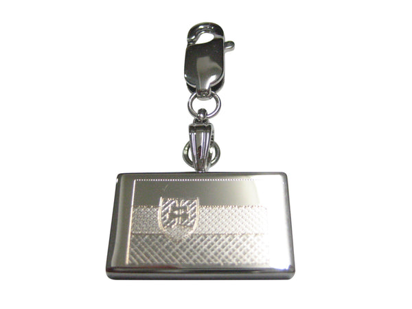 Silver Toned Etched Slovakia Flag Pendant Zipper Pull Charm