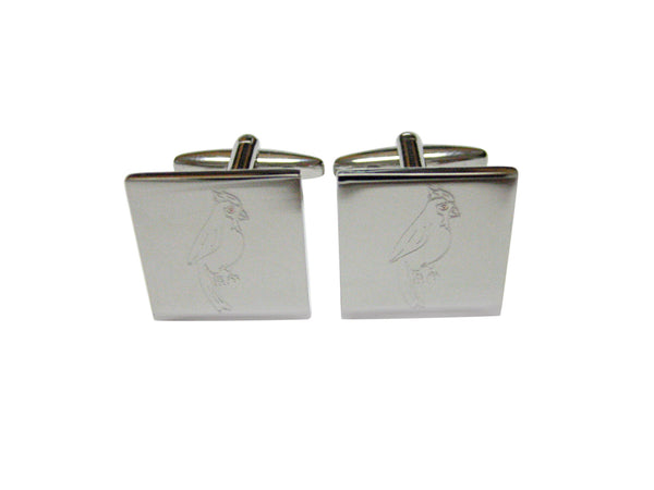 Silver Toned Etched Small Tropical Bird Cufflinks