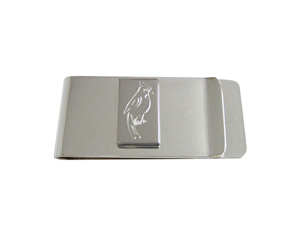 Silver Toned Etched Small Tropical Bird Money Clip