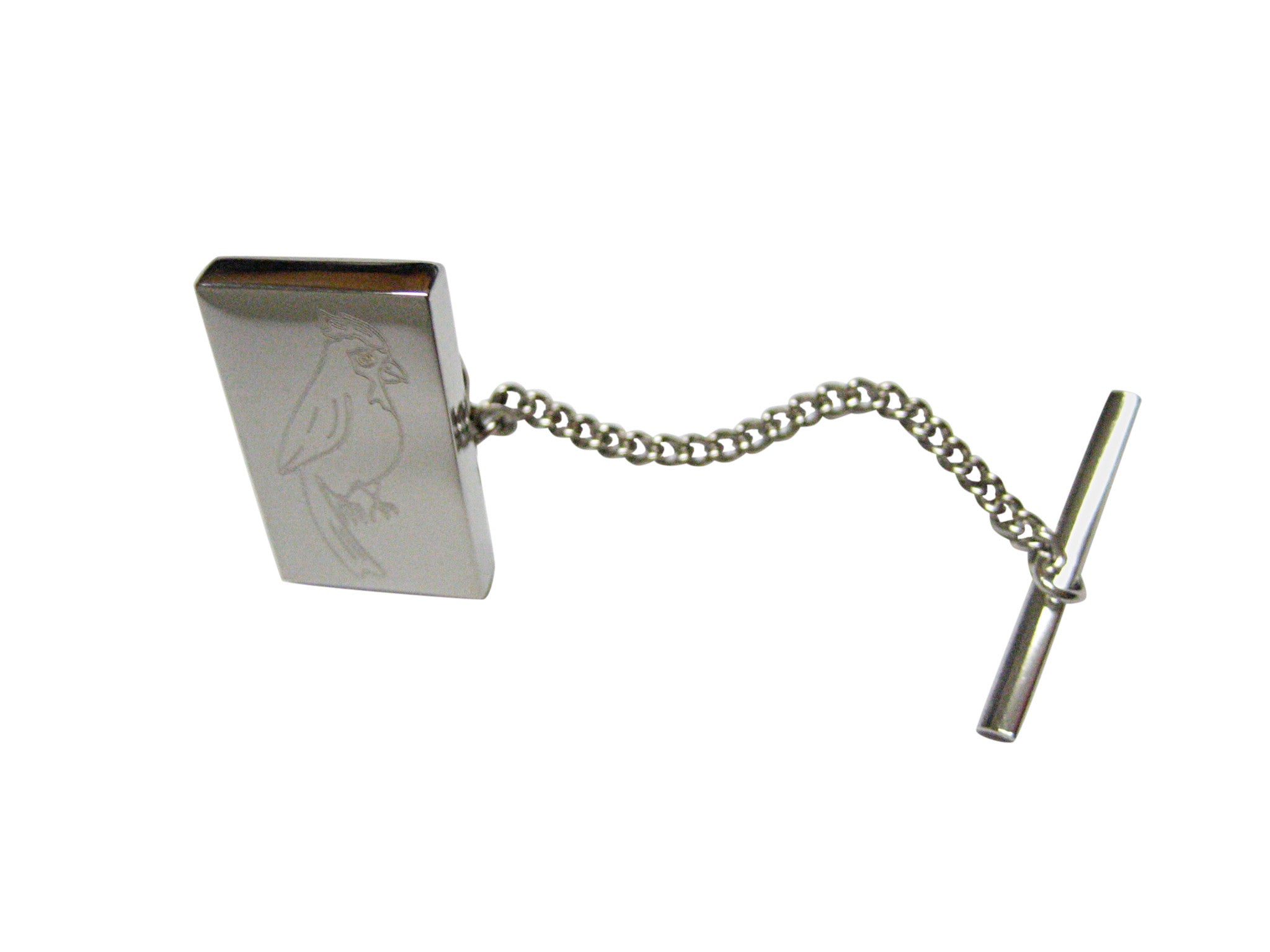 Silver Toned Etched Small Tropical Bird Tie Tack