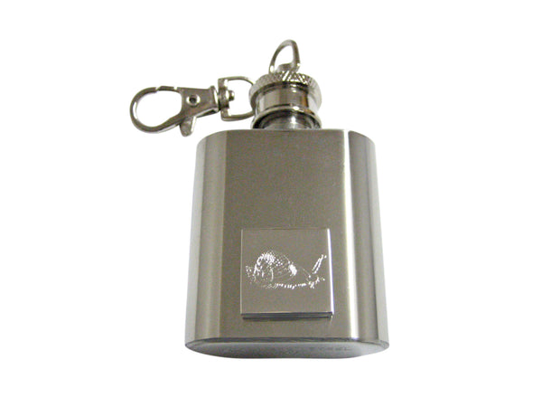 Silver Toned Etched Snail 1 Oz. Stainless Steel Key Chain Flask