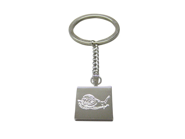 Silver Toned Etched Snail Keychain