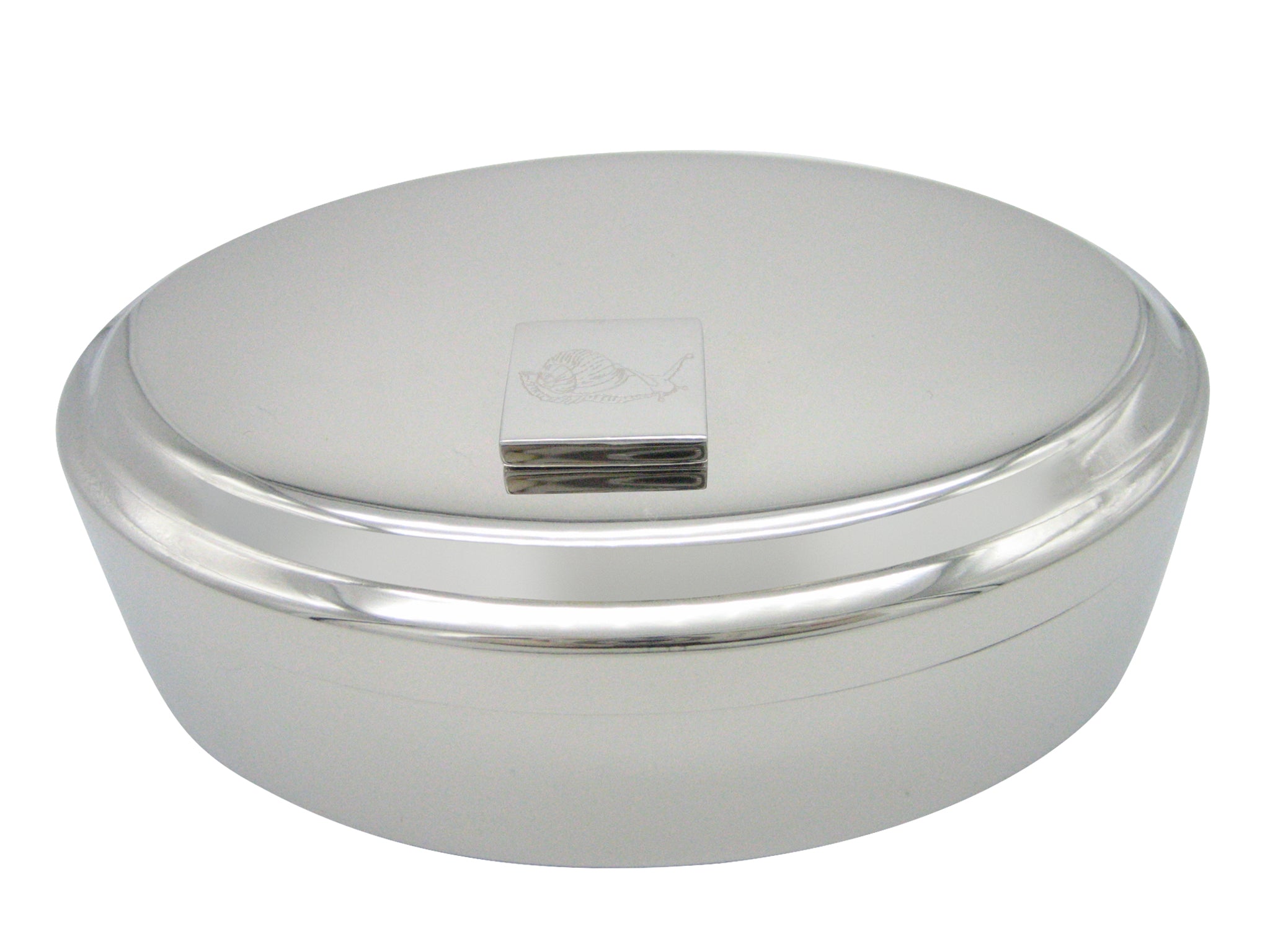 Silver Toned Etched Snail Pendant Oval Trinket Jewelry Box