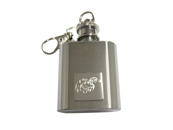 Silver Toned Etched Snake 1 Oz. Stainless Steel Key Chain Flask