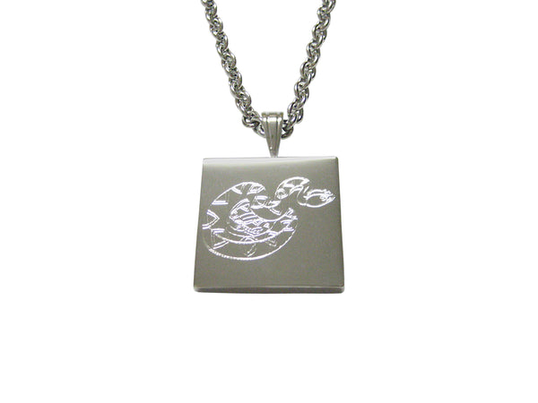 Silver Toned Etched Snake Pendant Necklace