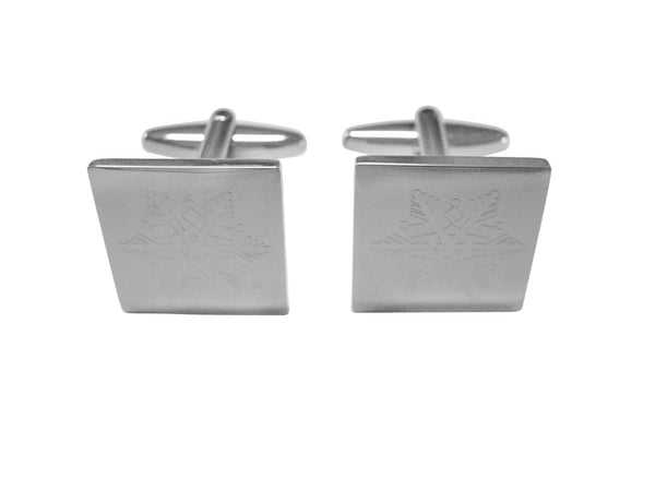 Silver Toned Etched Snowflake Cufflinks