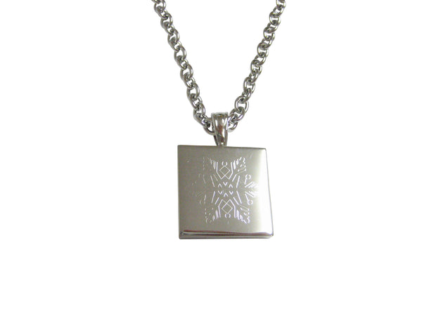 Silver Toned Etched Snowflake Pendant Necklace