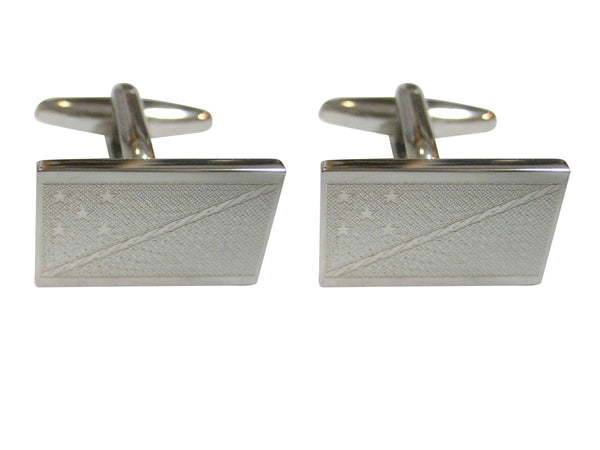 Silver Toned Etched Solomon Islands Flag Cufflinks