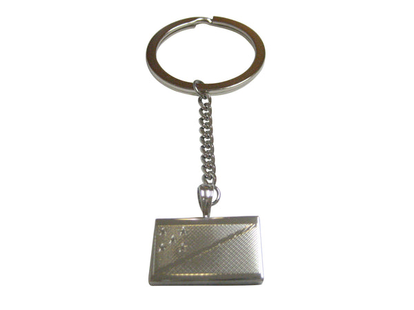 Silver Toned Etched Solomon Islands Flag Pendant Keychain