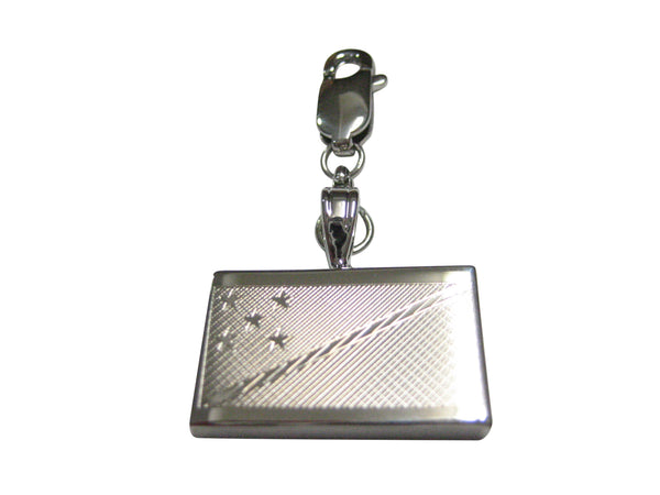 Silver Toned Etched Solomon Islands Flag Pendant Zipper Pull Charm