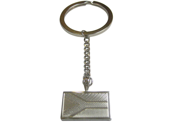 Silver Toned Etched South Africa Flag Pendant Keychain