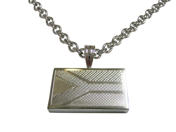 Silver Toned Etched South Africa Flag Pendant Necklace