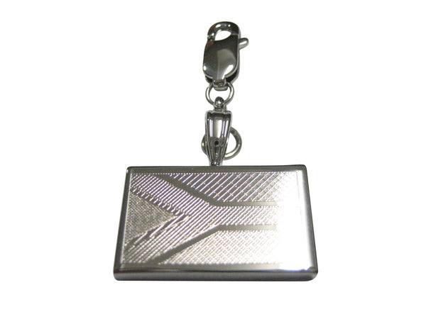 Silver Toned Etched South Africa Flag Pendant Zipper Pull Charm