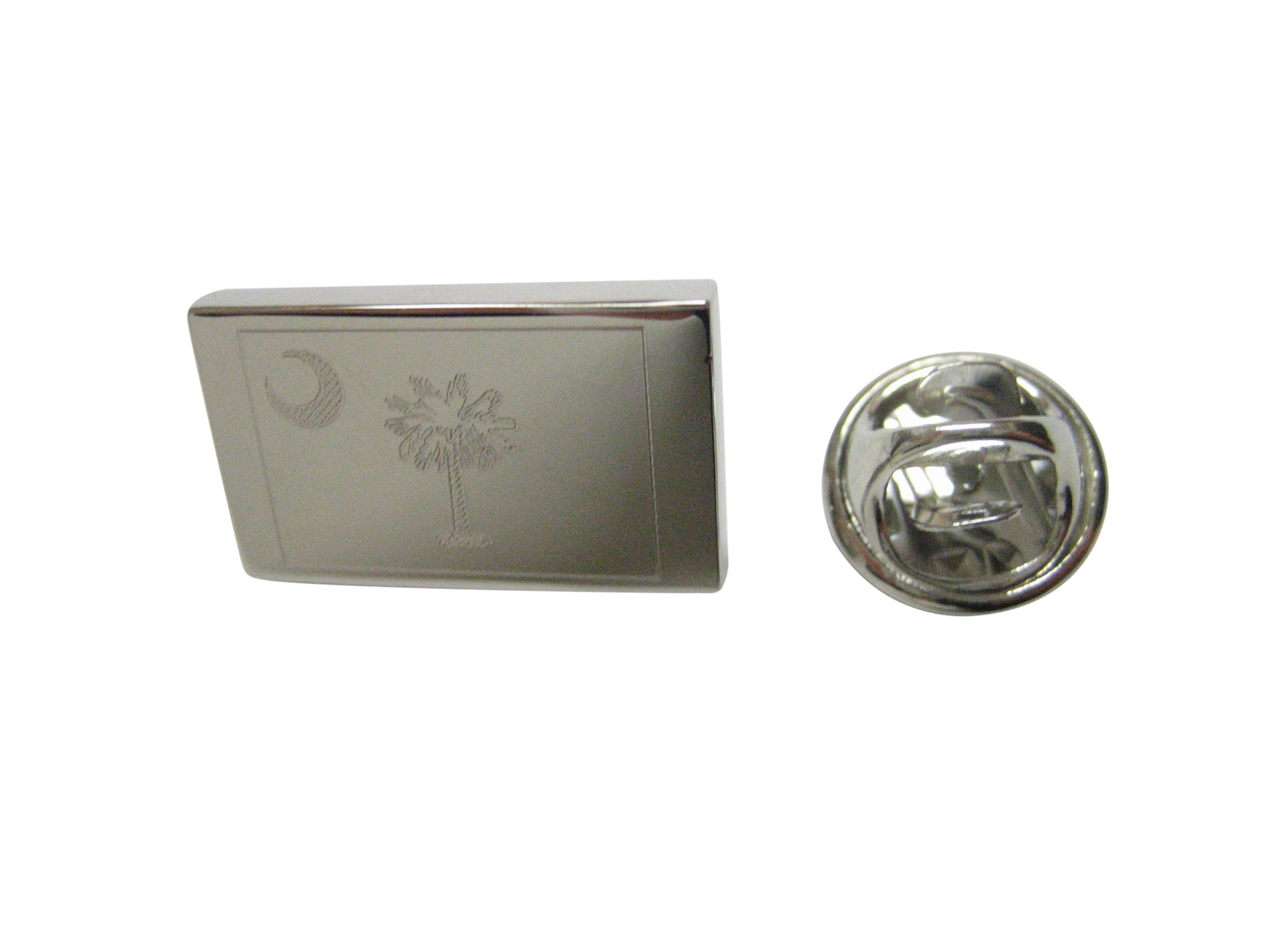 Silver Toned Etched South Carolina State Flag Lapel Pin