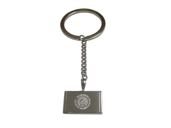 Silver Toned Etched South Dakota State Flag Pendant Keychain