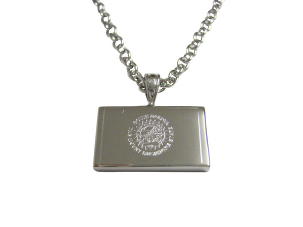 Silver Toned Etched South Dakota State Flag Pendant Necklace