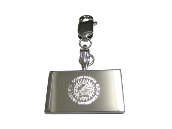 Silver Toned Etched South Dakota State Flag Pendant Zipper Pull Charm