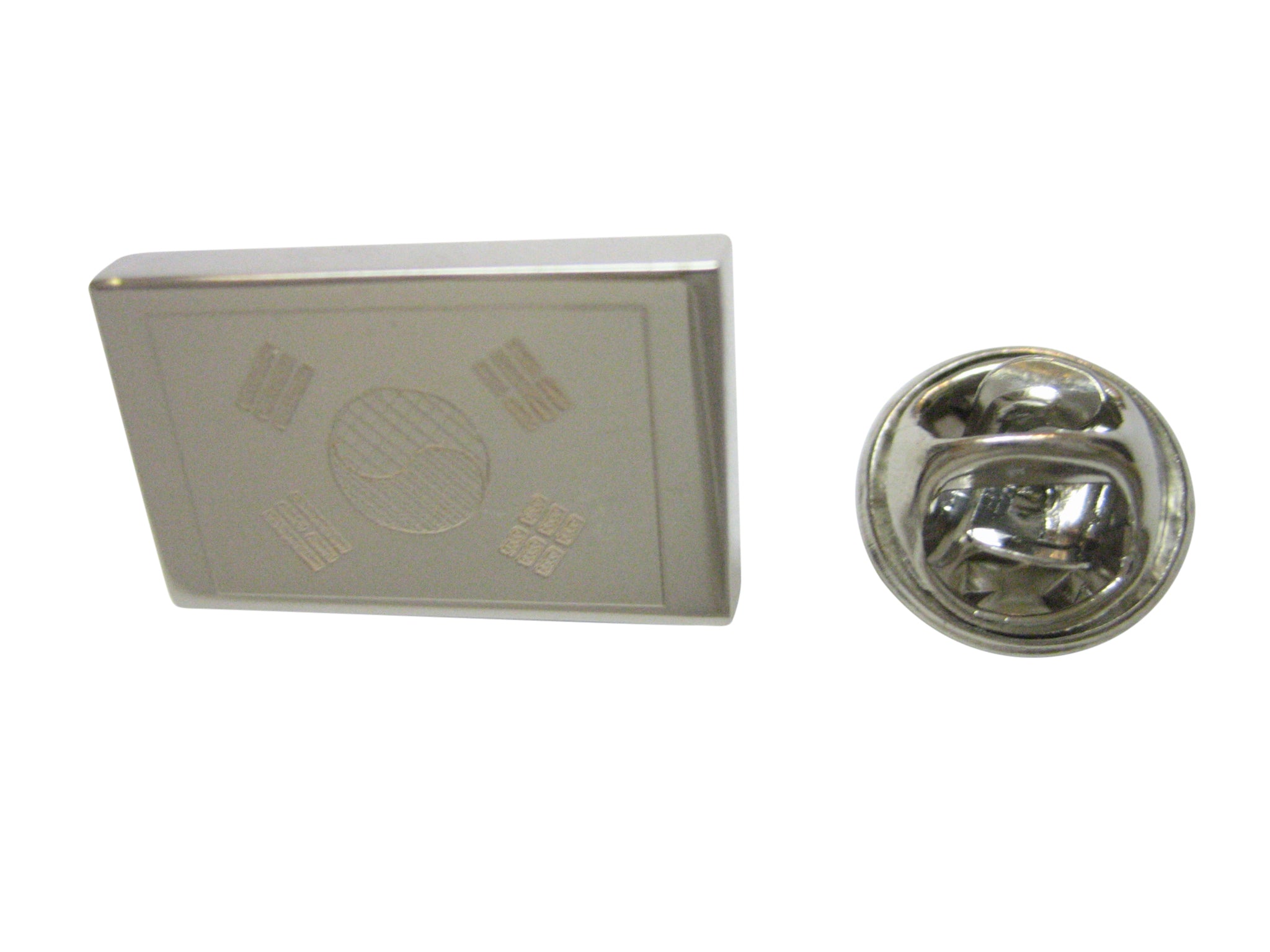 Silver Toned Etched South Korea Flag Lapel Pin