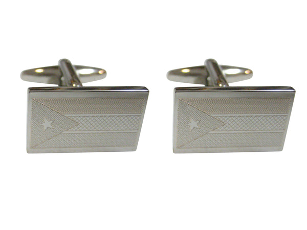 Silver Toned Etched South Sudan Flag Cufflinks