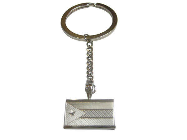 Silver Toned Etched South Sudan Flag Pendant Keychain