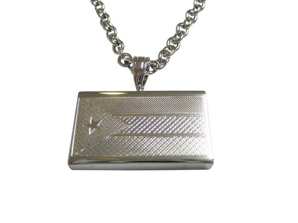 Silver Toned Etched South Sudan Flag Pendant Necklace
