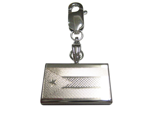 Silver Toned Etched South Sudan Flag Pendant Zipper Pull Charm